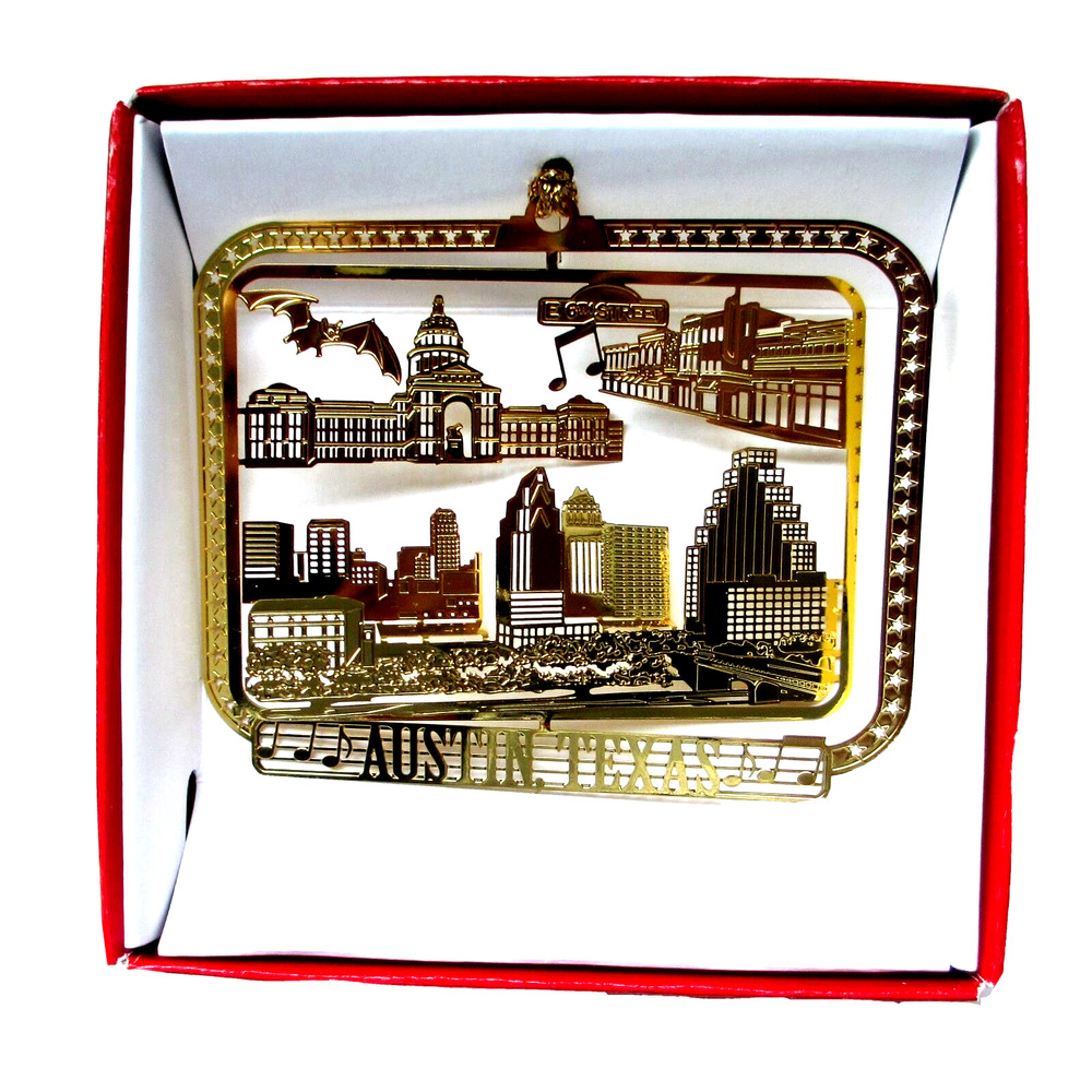 Austin Texas Ornament Brass City Skyline Music Bat Bridge 6th Street Capital